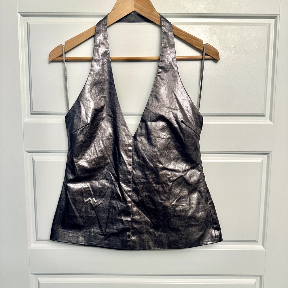 Zara Metallic Halter Top Sz L
